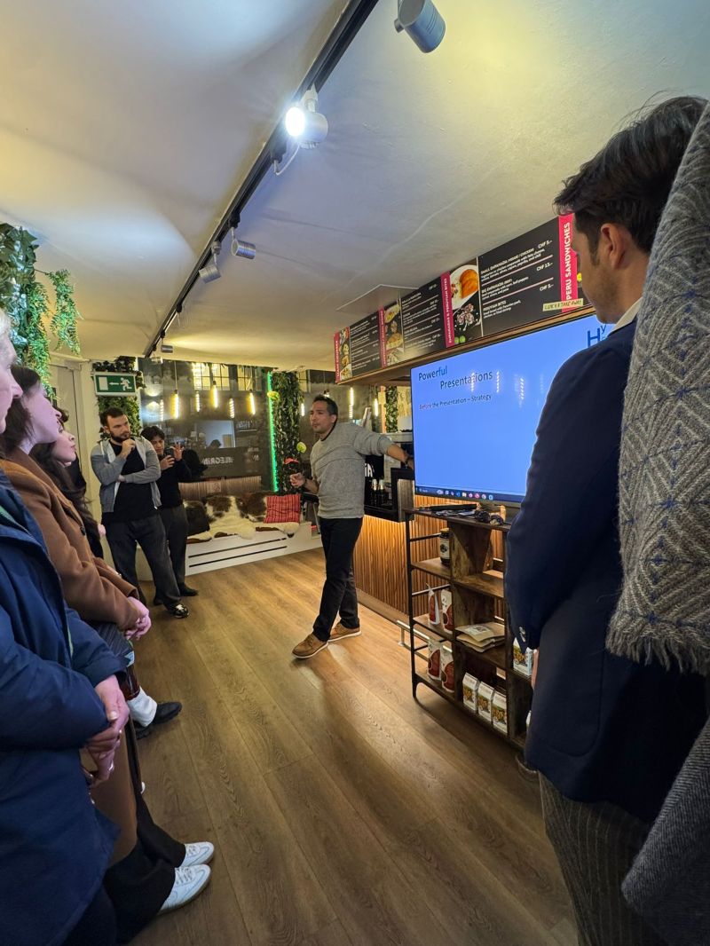 Founders watching a presentation